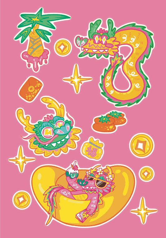 Sticker Pack - Dragon Pink